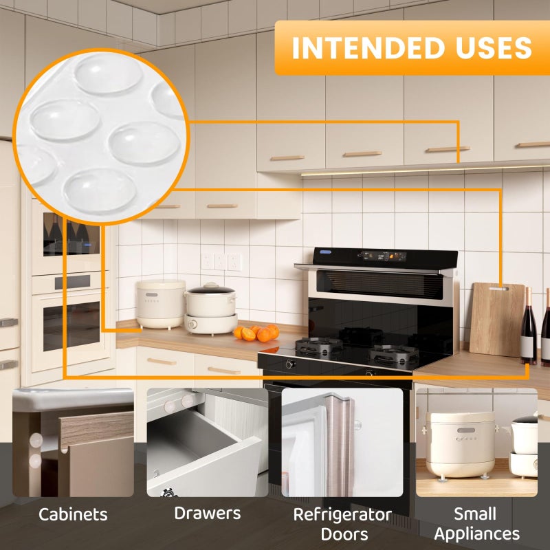 FURNIMATE Cabinet Door Bumper  Cabinet Bumpers Clear 120PCS  Cabinet Stoppers Rubber  Cabinet Cushion Drawer Stops  Rubber Cabinet Door Bumpers Sound Dampening 3/8 inch - Image 2